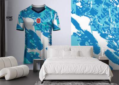 Pattern design, illustration, textile background for sports t-shirt, football jersey shirt mockup for football club. consistent front view Wall mural